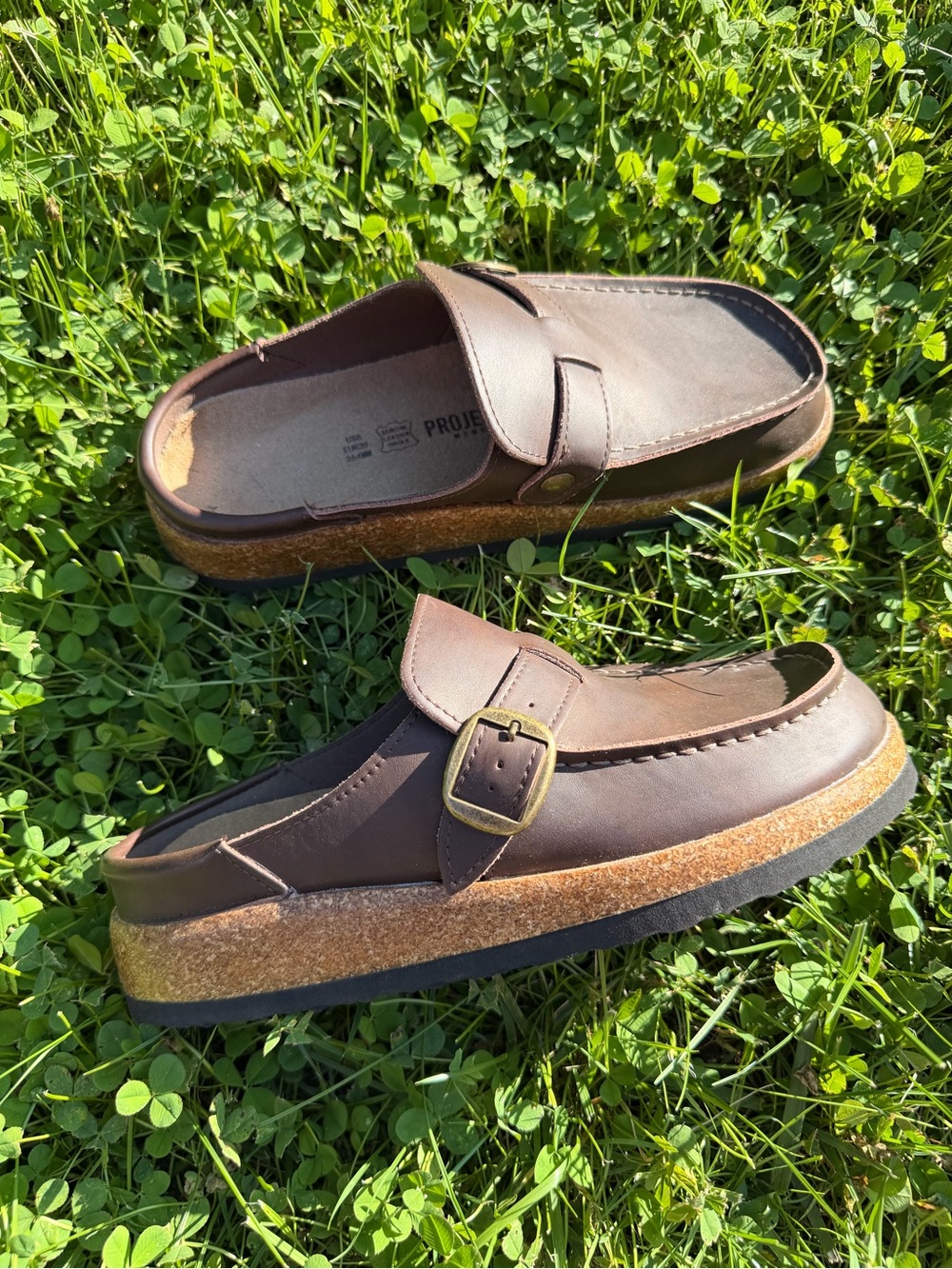 Project Cloud Women’s Brown Leather Slip-On Loafers with Buckle